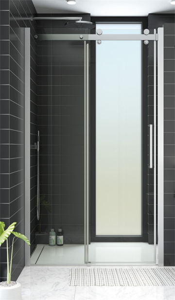 Dansani Deluxe skydedør med 8 mm klart glas, vendbar - 120 cm - Min/max mål: 116,5 - 119 cm